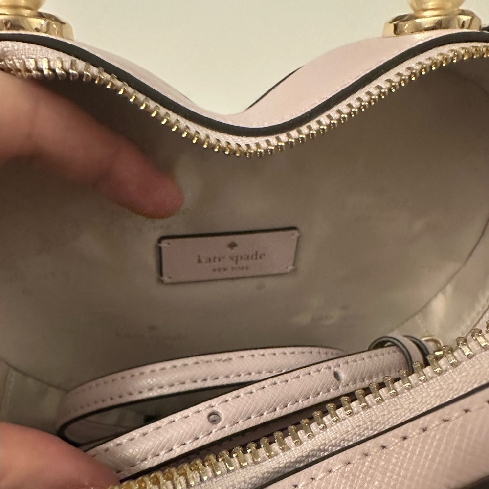 🎉 3X HP 🎉 Kate Spade Love Shack Lilac Purple Heart Bag with Faux Pearl Handle - Picture 5 of 6
